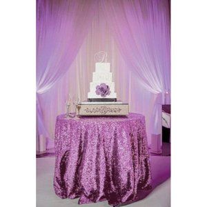 120 inch Lavender Sequin Round Tablecloth ~ New